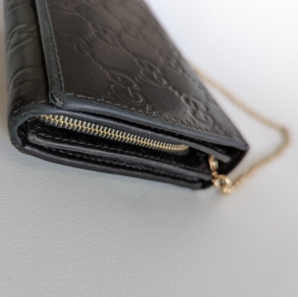 Authentic Gucci Leather Wallet w detachable chains 46"and 18" 7.5x1.5x4" Box Inc - Picture 4 of 11